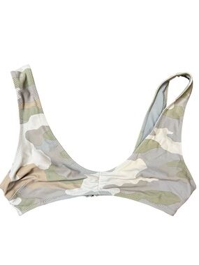 Aerie Wide Strap Plunge + High Cut Cheeky Camo Bikini Small